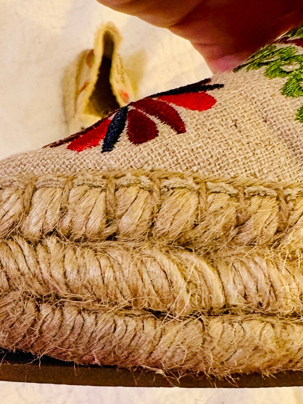 Johnny Was Embroidered Tan Espadrilles with Green & Black Accents - Picture 13 of 15